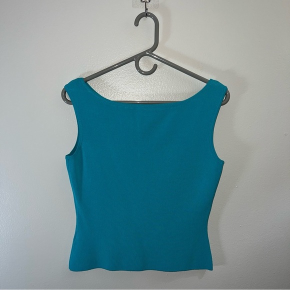 Turquoise knit boat neck tank top women’s size small - Picture 1 of 4